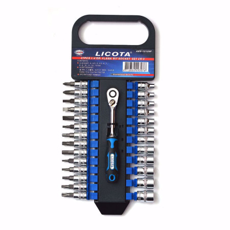 Комплeкт тресчотка, вложки и битове LICOTA, 60T, 1/4", 27 части