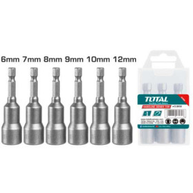 Комплект магнитни вложки TOTAL, 1/4", SW6 - 12 мм, 6 броя