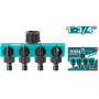 Разклонител за маркучи с кран, четворен, 3/4"-1" TOTAL