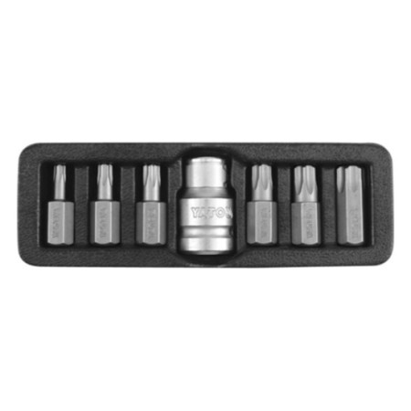 Комплект битове и бит държач YATO, TORX с отвор, 7 части