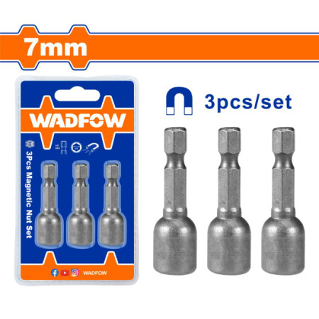 Комплект магнитни вложки WADFOW, 1/4", SW 7 x 48 мм, 3 броя