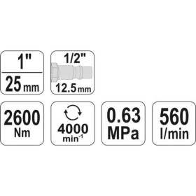 Пневматичен ударен гайковерт YATO 0960, 1", 2600 Nm