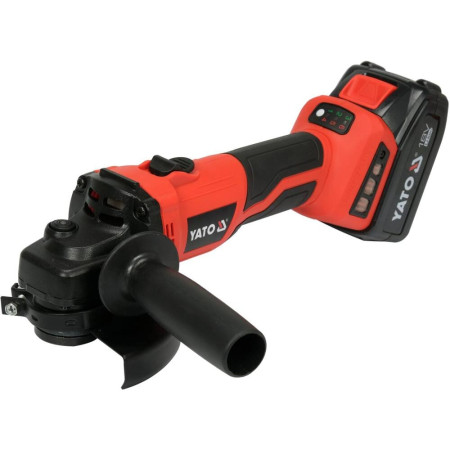 Акумулаторен безчетков ъглошлайф YATO, 18 V, 3000-8500 rpm, Ф 125 мм, 2 x 4 Ah