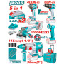 Комплект акумулаторни инструменти TOTAL INDUSTRIAL, 5в1, 20 V, 2 x 4 Ah