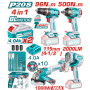 Комплект акумулаторни инструменти TOTAL INDUSTRIAL, 4в1, 20 V, 2 x 4 Ah