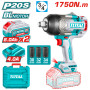 Акумулаторен ударен безчетков гайковерт TOTAL INDUSTRIAL, 3/4", 20 V, 2 x 8.0 Ah