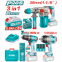 Комплект акумулаторни инструменти TOTAL TOSLI250281E, 20 V, 2 x 5 Ah