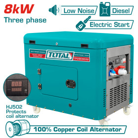 Дизелов безшумен трифазен генератор TOTAL TP2800032, 8 kW