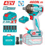 Акумулаторен ударен безчетков гайковерт TOTAL INDUSTRIAL, 1/2", 42 V, 1 х 2 Ah