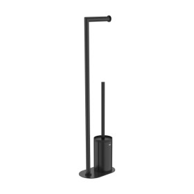 Държач с тоалетна четка и поставка за тоалетна хартия-Black