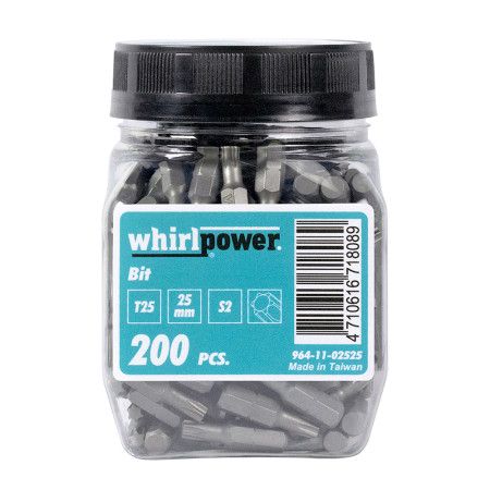 Комплект битове Whirlpower, TX 25 x 25 мм, 200 броя