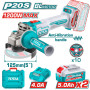 Акумулаторен безчетков ъглошлайф TOTAL TAGLI2120272E, 20 V, Ф 125 мм, 2 x 5 Ah