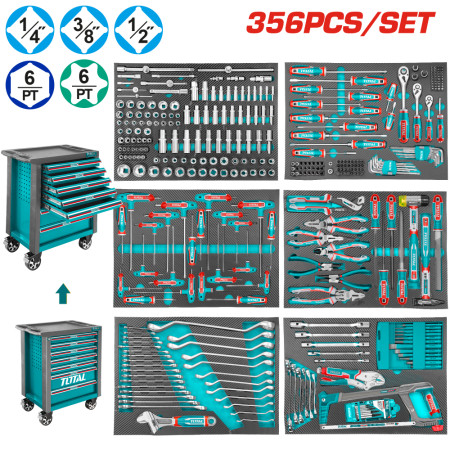 Количка с инструменти TOTAL INDUSTRIAL, 356 части