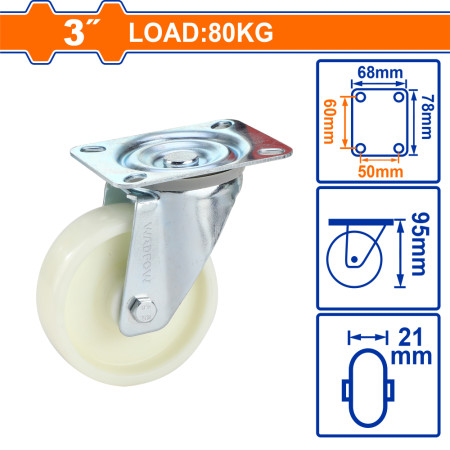 Колело въртящо с планка без спирачка WADFOW, PP