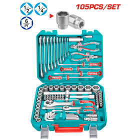 Комплект инструменти TOTAL INDUSTRIAL, 1/2", 1/4", 105 части