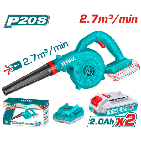Акумулаторен издухвател TOTAL, 20 V, 2 x 2.0 Ah