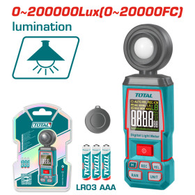 Луксметър дигитален TOTAL INDUSTRIAL, 0 - 200 000 Lux