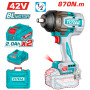 Акумулаторен ударен безчетков гайковерт TOTAL INDUSTRIAL, 1/2", 42 V, 870 Nm, 2 х 2.0 Ah