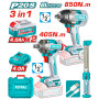 Комплект акумулаторни гайковерти и лампа TOTAL, 20 V, 2 x 4.0 Ah