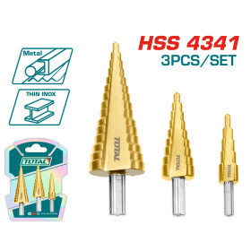 Комплект степенчати свредла TOTAL INDUSTRIAL, HSS, 3 части
