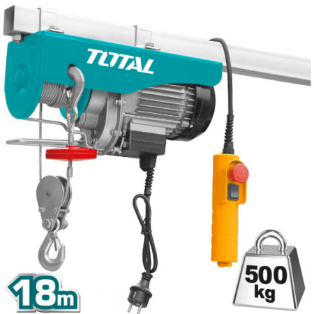 Електрическа лебедка TOTAL, 18 м, 250 - 500 кг, 900 W