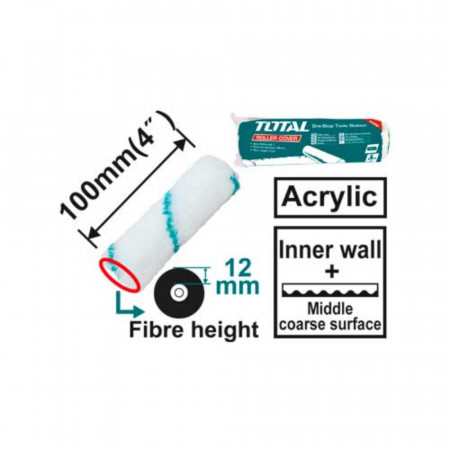 Ролка за бояджийски валяк TOTAL, вътрешни стени, 100 мм