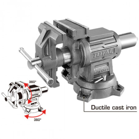 Менгеме шлосерско TOTAL с въртяща се основа, 125 мм, 19.5 кг