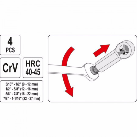 Комплект гайкорези YATO, за гайки М 9 - М 27, 4 части