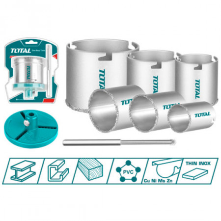 Комплект боркорони за керамични плочки TOTAL, 6 части