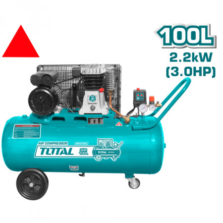 Бутален компресор TOTAL INDUSTRIAL, 100 L, 2200 W