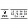 Комплект замби YATO, Ф2.5 - Ф10, 9 части