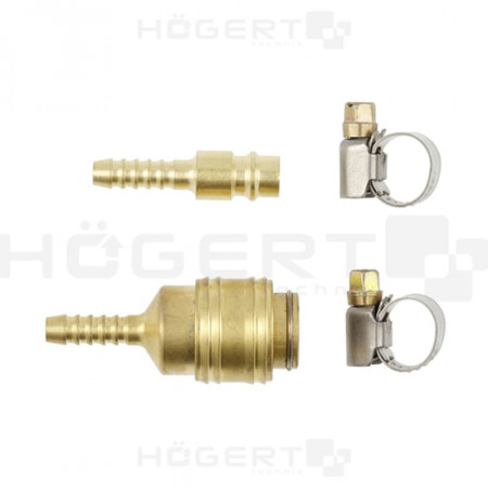 Щуцери пневматични, мъжки + женски HOGERT, 1/4", 15 bar