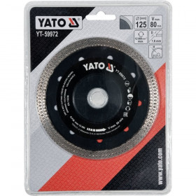 Диамантен диск за рязане и шлайфане на плочки YATO, Ø 125 x 22.23 x 10 мм