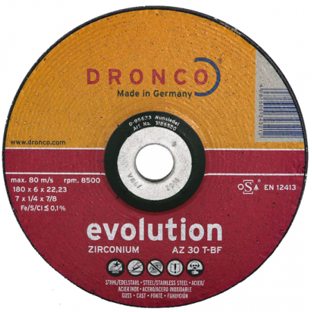 Диск за шлайфане на INOX, изпъкнал, DRONCO Evolution AZ30T