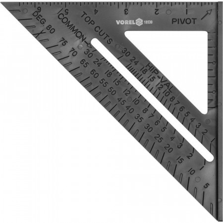 Измервателен триъгълник дърводелски VOREL, PVC, 180 мм
