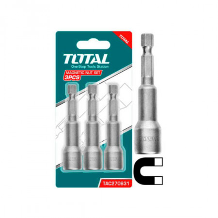 Комплект магнитни вложки TOTAL, 1/4", SW 8 x 45 мм, 3 части