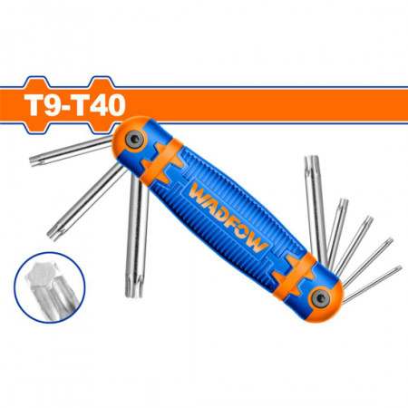 Сгъваем комплект TORX ключета WADFOW, TX9 - TX40, 8 части