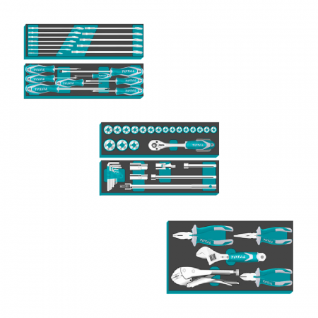 Метален куфар с инструменти TOTAL INDUSTRIAL, 59 части