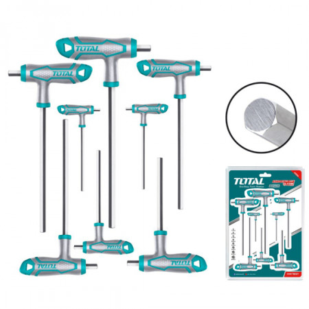 Комплект Т-образни шестограмни отвертки TOTAL Industrial, SW 2 - 10, 8 части