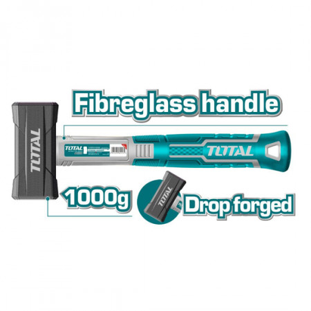 Чук каменарски TOTAL Industrial, дръжка от фибростъкло