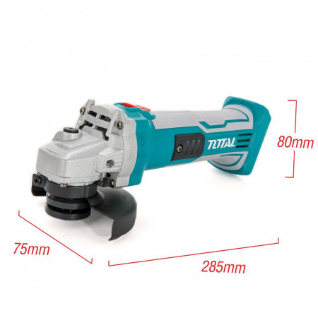 Акумулаторен ъглошлайф TOTAL Industrial, 20 V, Ф 115 мм, M14, без батерия