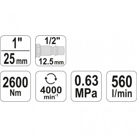 Пневматичен ударен гайковерт YATO 0959, 1", 2600 Nm