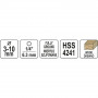 Комплект свредла за дърво YATO YT 33873, 3 - 10 мм, HEX, 7 части
