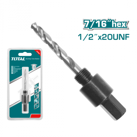 Адаптер за цилиндрична ножовка TOTAL, HEX, 1/2", Ø 14 - 30 mm