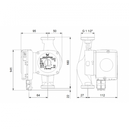 ПОМПА GRUNDFOS UPS2 25-80 /180/ /98707853/