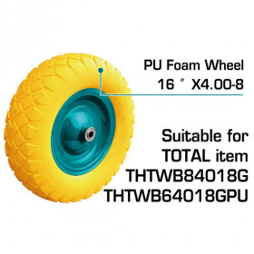 Колело за ръчна количка TOTAL Industrial, PU, 150 кг, Ф 400 мм