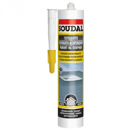 Битумен покривен уплътнител SOUDAL, черен, 300 ml