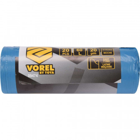 Торби за смет с дръжки VOREL, 60 L, 20 броя