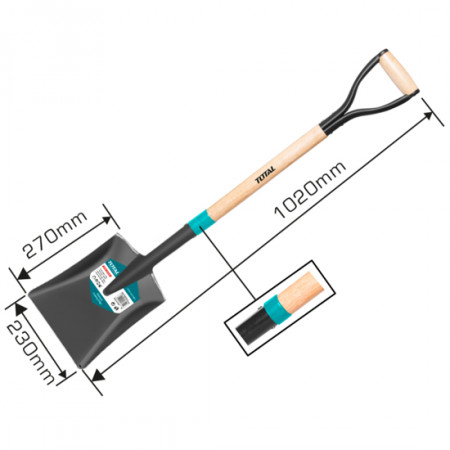 Лопата за пясък, дървена дръжка, TOTAL, 102 см