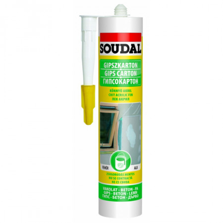 Лека акрилна замазка SOUDAL, 280 ml, бяла